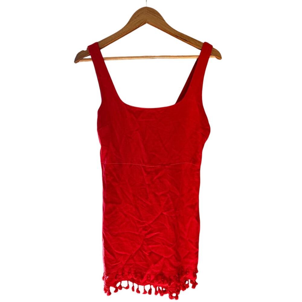 Lulus  Women's Feel The Sunshine Tassel Mini Dress Red x Size M